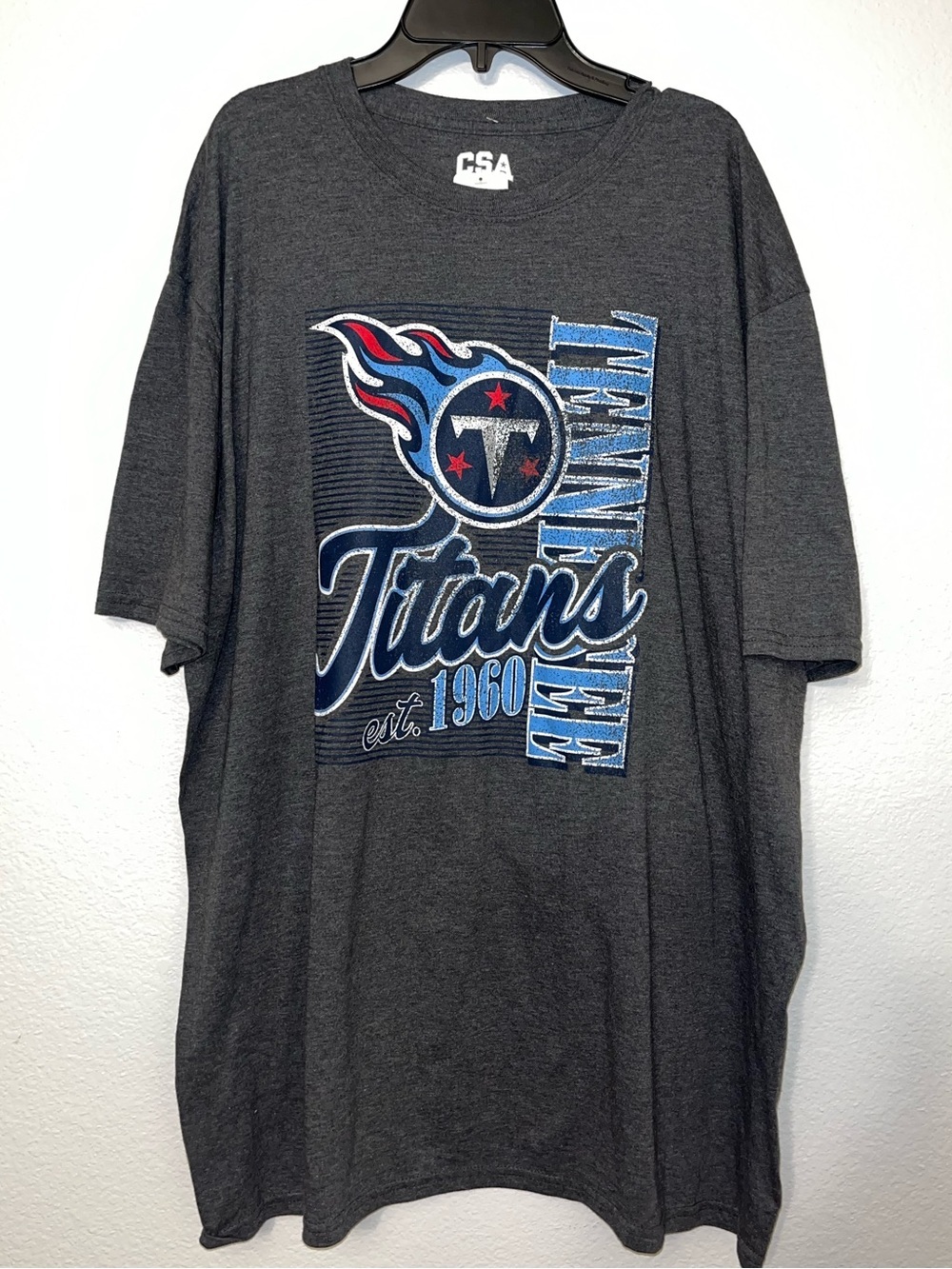 NFL Titans Short Sleeve Tee - Charcoal with Blue & Red Graphic